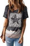Black Star Hollowed Colorblock Bleached Graphic Tee