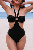 Halter O-ring Ruched Bust One Piece Bikini