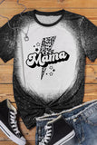 LC25220781-2-S, LC25220781-2-M, LC25220781-2-L, LC25220781-2-XL, Black Mama Leopard Lightning Bleach Graphic Print Crewneck T Shirt