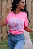 LC25220791-10-S, LC25220791-10-M, LC25220791-10-L, LC25220791-10-XL, Pink MAMA Leopard Print O-neck Short Sleeve T Shirt