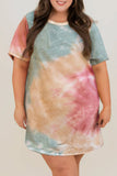 Plus Size Ombre Tie Dye Slit T-shirt Dress