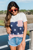 Stars And Stripes Short Sleeve Color Block T Shirt With Pocket