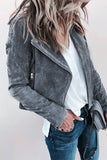 Women's Lapel Collar Motorcycle Jackets Short Velvet Coat