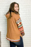 Texured Aztec Print Plus Size Pullover Hoodie