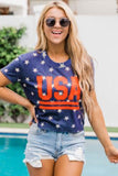 Starry Print Cropped USA Graphic Tee