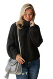 Women's Cable Knit Handmade Turtleneck Short Sweater