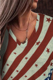 Magliette patriottiche da donna con scollo a V a stelle e strisce
