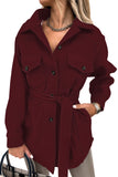 Khaki Lapel Button-Down Coat with Chest Pockets