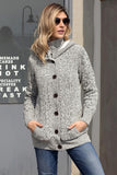 Women's Button Down Cable Knit Cardigans Fleece Hooded Zipper Sweater Coats