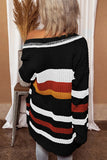 Women Color Block Cable Knit Open Front Pocket Cardigan