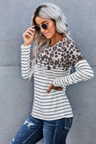 Floral Striped Print Long Sleeve Top for Women