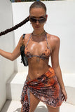 Tie-dye Spaghetti Straps 3 Piece Bikini Set With Cover Up