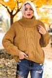 Maglione pullover lavorato a maglia a trecce a collo alto da donna