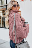 Women's Cable Knit Handmade Turtleneck Short Sweater