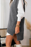 Ladies Plain Knitted Long Pullover Sweater Vest