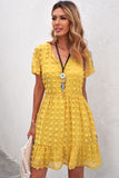 Yellow Polka Dot Short Sleeve Flowy Mini Dress
