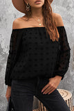 Off Shoulder Dotted Swiss Blouse