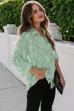 Collared Neck Floral Textured See Through Blouse