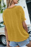 V-Neck Swiss Dot Short Sleeve Crochet Lace Blouse