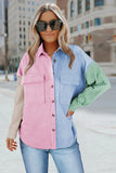 Color Block Button Shirt with Chest Pocket
