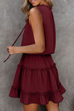 Red layered ruffle mini dress