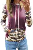 Lightweight Purple Pullover Hoodie with Aztec Print