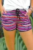 Rosy Printed Pocketed Drawstring Shorts