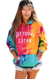 Not Today Satan Tie Dye Hoodie Drawstring Letter Long Sleeve Sweatshirts With Pocket