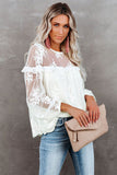White Translucent Lace Long Sleeve Top