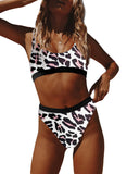 Scoop Neck Striped High Waist High Cut Bikini Set