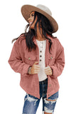 Womens Standard Collar Button Down Corduroy Jacket with Pockets