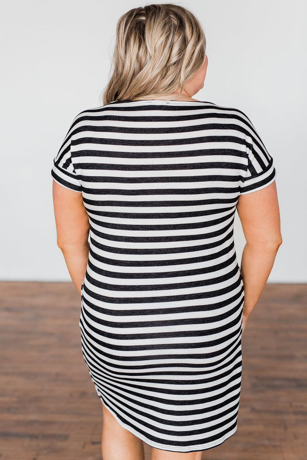 Black And White Striped Plus Size Dress