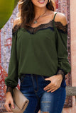 Purity V Neck Off The Shoulder Long Sleeve Shirt With Lace