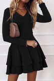 Black Tiered Ruffle A-line Mini Dress
