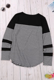 Women's Crew Neck Pinstripe Patch Pocket Sweatshirt