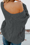 Maglione in maglia intrecciata con scollo a V Bubblegum