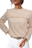 Lace Crochet Ruffle Hollow-out Long Sleeve Top