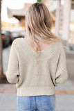 Women's Plain Drop Shoulder V Neck Pullover Sweater