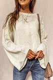 Women's Flare Sleeve Crew Neck Loose Fit Pointelle Sweater