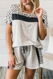 Dotted Print Colorblock Tee Shorts Loungewear