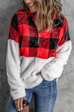 Fuzzy Pullover with Plaid Detail