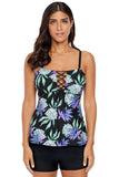 Lace Up Detail Floral Tankini Top