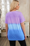 Maglietta Ombre viola e blu girocollo da donna