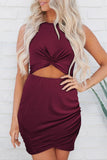 Red cut out waist bodycon dress