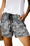 Pantaloncini tascabili in vita elastica casual con coulisse stampata