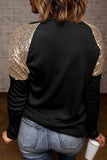 Sequin Shoulder Long Sleeve Top