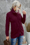 Giacca maglione lavorata a maglia con trecce aperte sul davanti da donna
