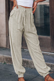 Casual Drawstring High Waisted Jogging Bottoms Womens