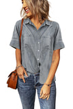 Standard Collar Short Sleeve Double Pocket Denim Shirt
