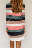 Striped Bodycon Dress Long Sleeve with Waist Pockets